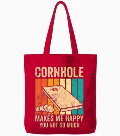 Funny Cornhole Retro Tote Bags - Red