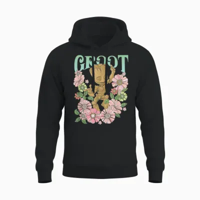 Marvel Guardians of the Galaxy Groot Floral Dance Poster T-Shirt Small Unisex Hoodie - Black