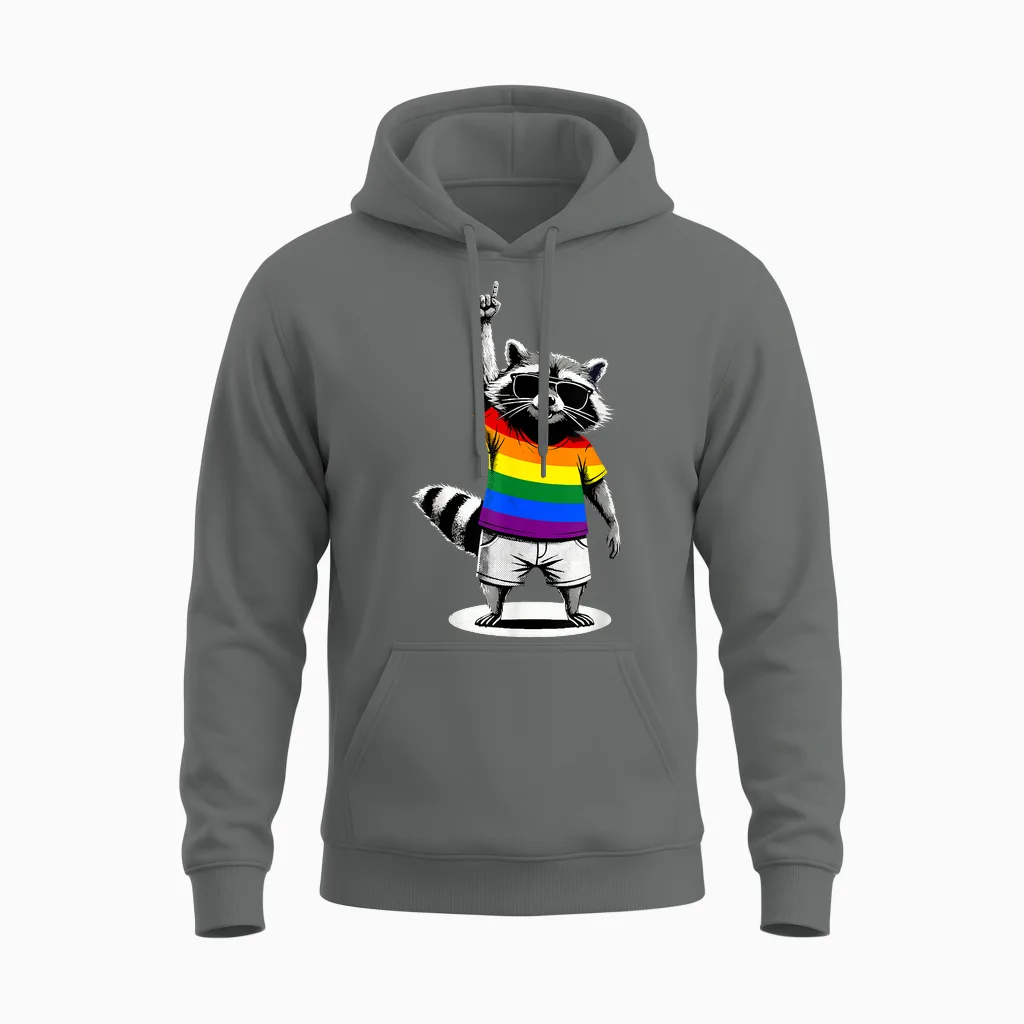 Waschbär Lgbtq Pride Month Unisex Hoodie in Graphite Heather