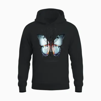 Effect Butterfly Insect Moth Butterfly Chaos Butterfly T-Shirt, Gray Unisex Hoodie - Black