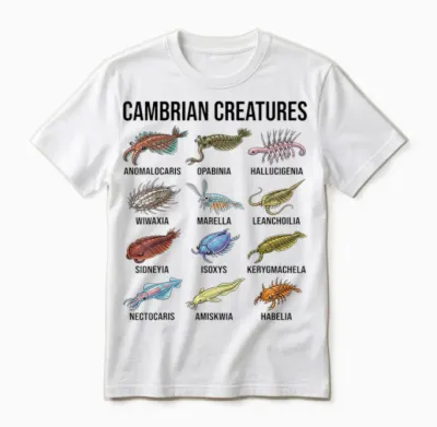 Cambrian Creatures Paläontology Fossil Marine Life Unisex T-Shirt - White