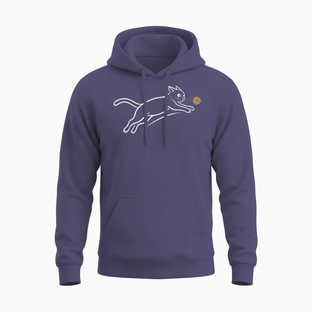 Chat Pickleball Drôle Minimaliste Ligne Poursuite Balle Fans Unisex Hoodie in Heather Sport Dark Navy