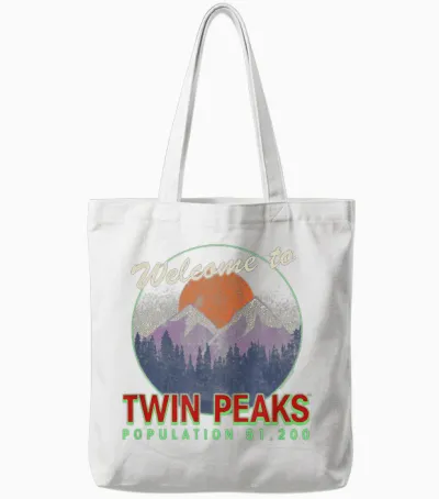 Twin Peaks Illustrated Welcome to Twin Peaks Pop. 51,200 Tv T-Shirt, Black, S Tote Bags - White