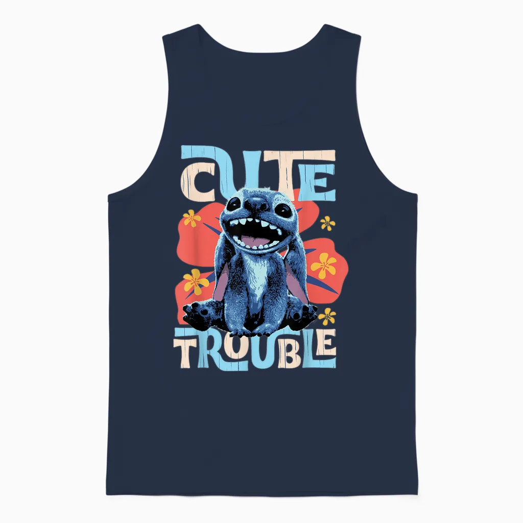Disney Lilo & Stitch Live-Action Movie Cute Trouble Stitch Unisex Tank Top in Navy