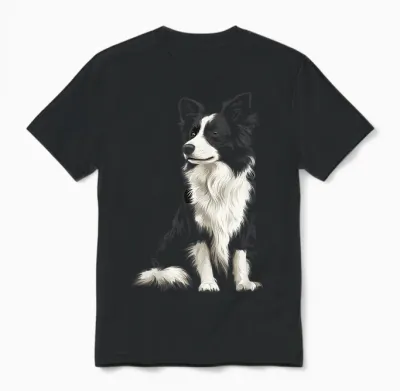 Border Collie Dog Pet Illustration Border Collie T-Shirt, Black Unisex T-Shirt - Black