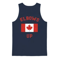 Elbows Up Canada Vintage Anti Trump Tarriff Slogan Unisex Tank Top - Navy – 1