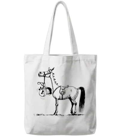 Stubborn Pony Thelwell Cartoon Tote Bags - White