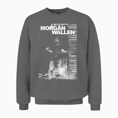 Official Morgan Wallen Guitar Photo Unisex Sweatshirt - Graphite Heather