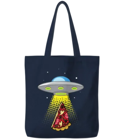 Ufo Pizza Abduction Tote Bags - Navy