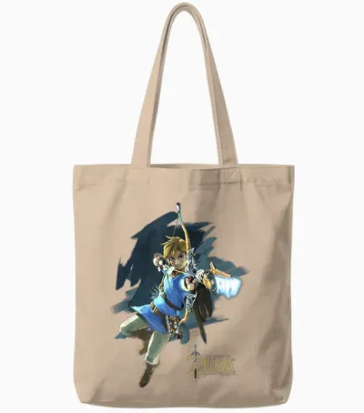 Legend of Zelda Breath of the Wild Link Archer Jump Shot C1 Tote Bags - Natural