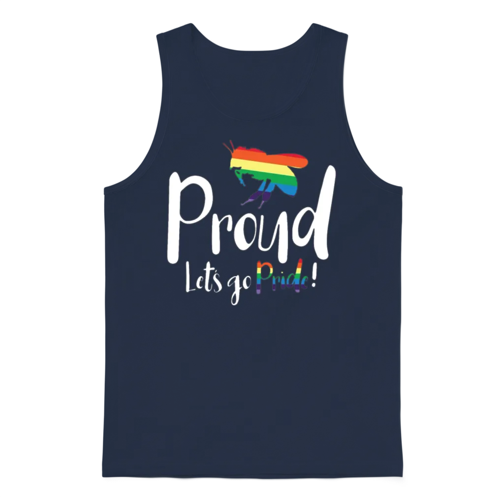 Bee Proud Let's Go Pride! Lgbtq Pride Month Gay Unisex Tank Top - Navy