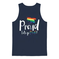 Bee Proud Let's Go Pride! Lgbtq Pride Month Gay Unisex Tank Top - Navy – 1
