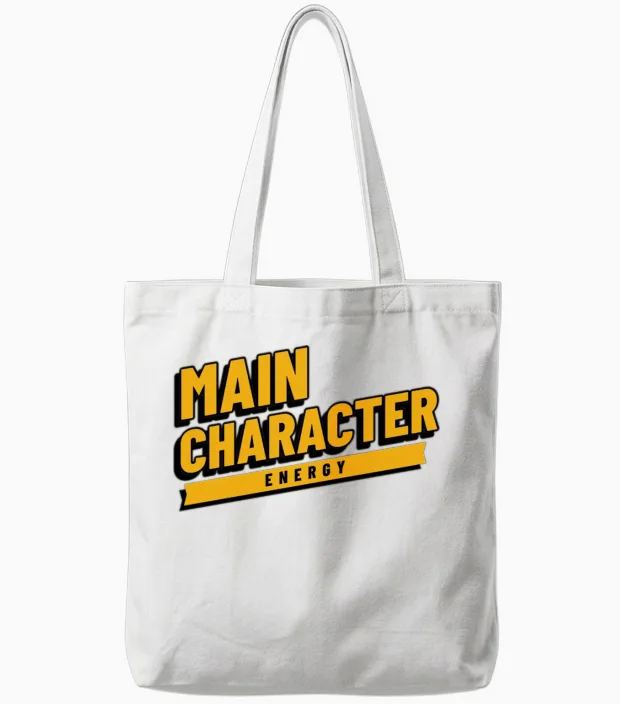 Main Character Energy Tote Bags in White