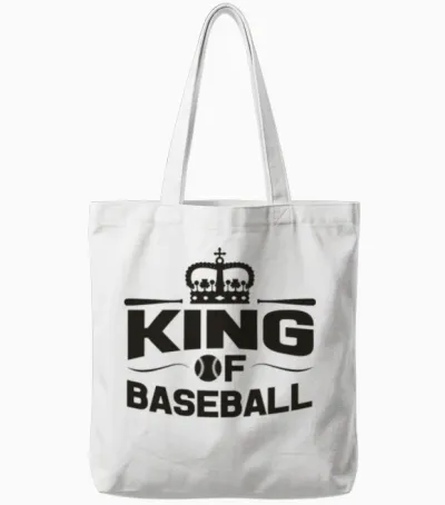King of Baseball Retro Tote Bags - White