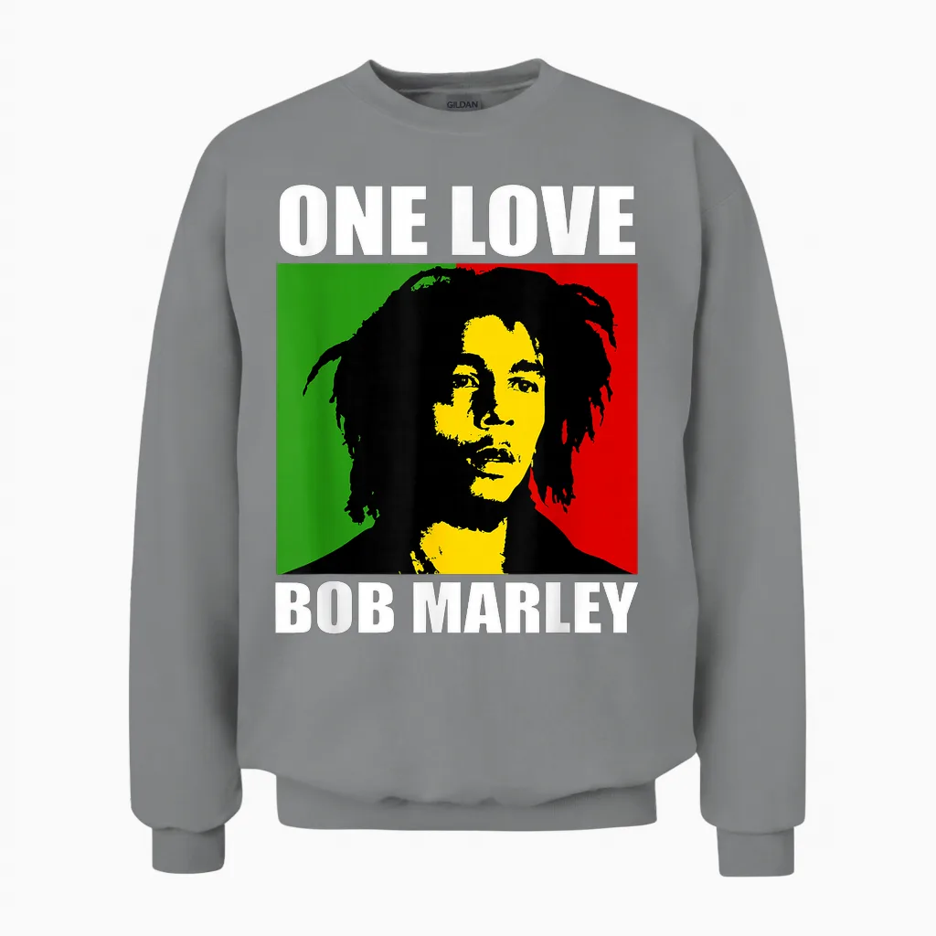 Offizielles Bob Marley One Love Rasta Unisex Sweatshirt in Sport Grey