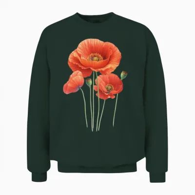Poppy Flower Unisex Sweatshirt - Forest
