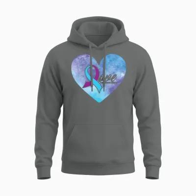 Love Heart Suicide Prevention Suicide Awareness Unisex Hoodie - Graphite Heather