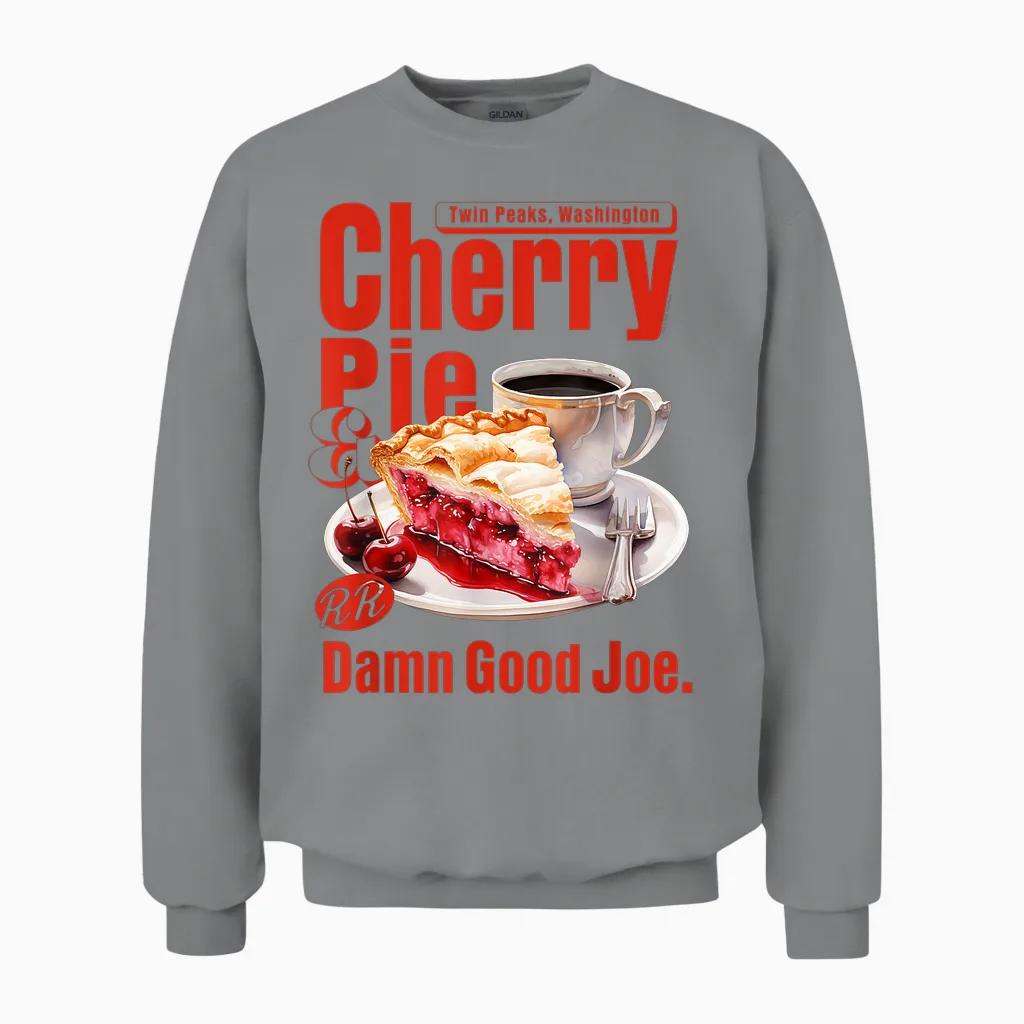 Twin Peaks Cherry Pie and Joe Rr Diner Tv Show T-Shirt, Black, S Unisex Sweatshirt in Sport Grey