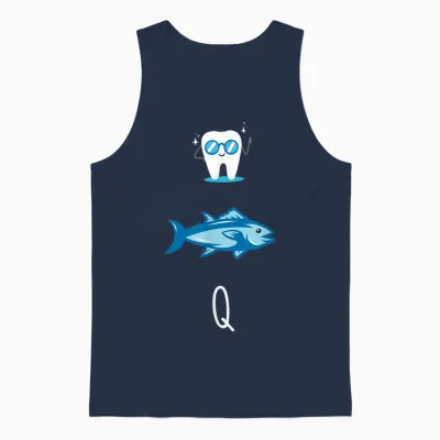 Fisherman Funny Rebus Teeth Tuna Gift Funny Man Fish T-Shirt, Black, S Unisex Tank Top - Navy