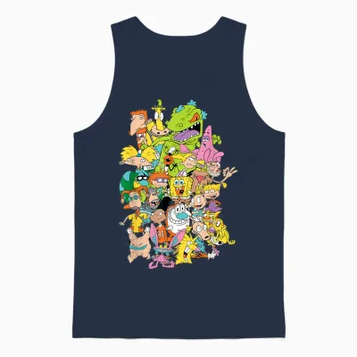 Nickelodeon Complete Nick 90s Throwback Character Unisex Tank Top - Navy