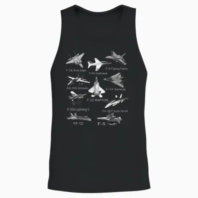 American Fighters Jets F22 Raptor F14 Tomcat Plane Spotting T-Shirt Small Unisex Tank Top - Black