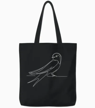 Hirondelle Linéaire Ornithologue T-Shirt Haut De Gamme Tote Bags - Black