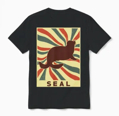 Seal Retro Vintage Unisex T-Shirt - Black