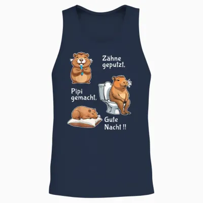 Teeth, Pipi Made Good Night Capybara Sleep Unisex Tank Top - Navy