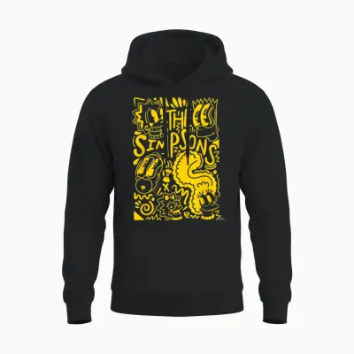 The Simpsons Homer Marge Lisa Bart Maggie Doodle T-Shirt Small Unisex Hoodie - Black