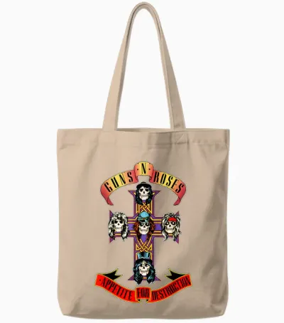Guns N' Roses Official Cross Tote Bags - Natural