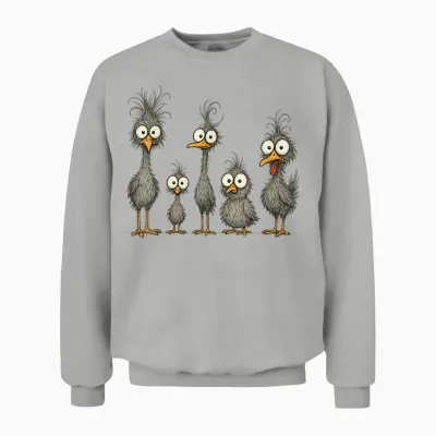 Funny Crazy Chicken Family Cartoon Cute Colorful Chicken Unisex Sweatshirt - Ash