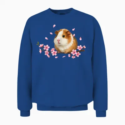 Japanische Meerschweinchen Kirschblüten Sakura Grafik Unisex Sweatshirt - Royal