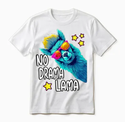 Lama No Drama with Sunglasses Cool Funny Saying Alpaca T-Shirt, Black Unisex T-Shirt - White