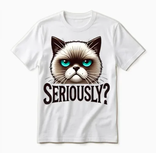 Grumpy Cat Funny Seriously Funny Design Unisex T-Shirt in White