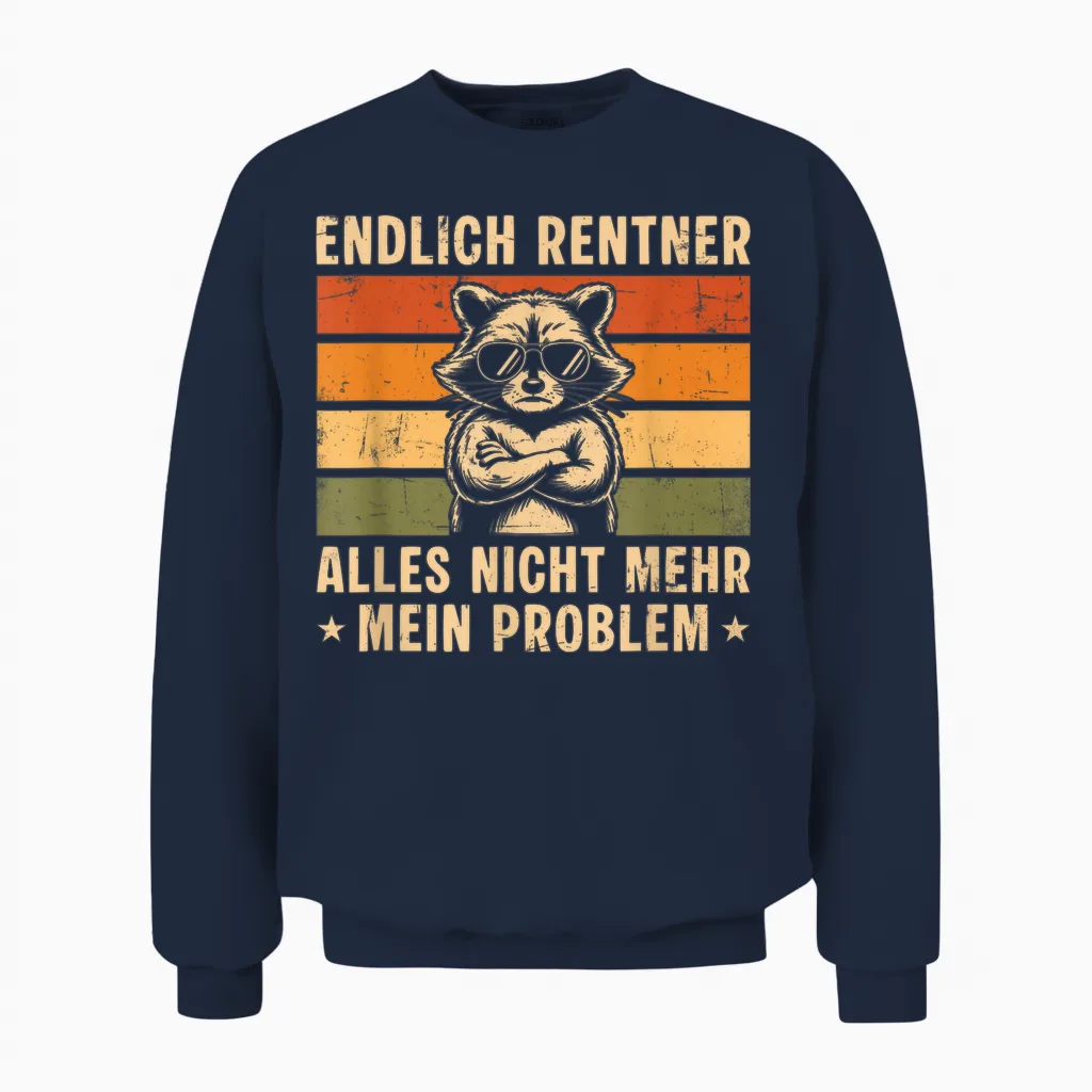 Herren Endlich Rentner Vintage WaschbÀr - Rente Unisex Sweatshirt in Navy