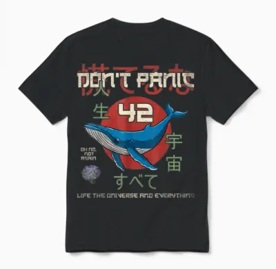 Japanisches Kunstleben Das Universum Und Alles Don't Panic 42 Unisex T-Shirt - Black