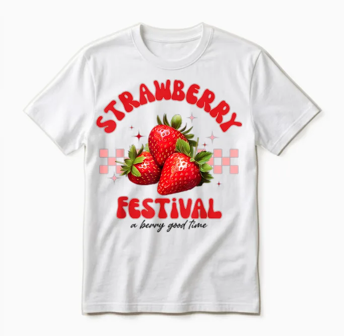 Strawberry Festival a Berry Good Time Strawberries Season Unisex T-Shirt in White