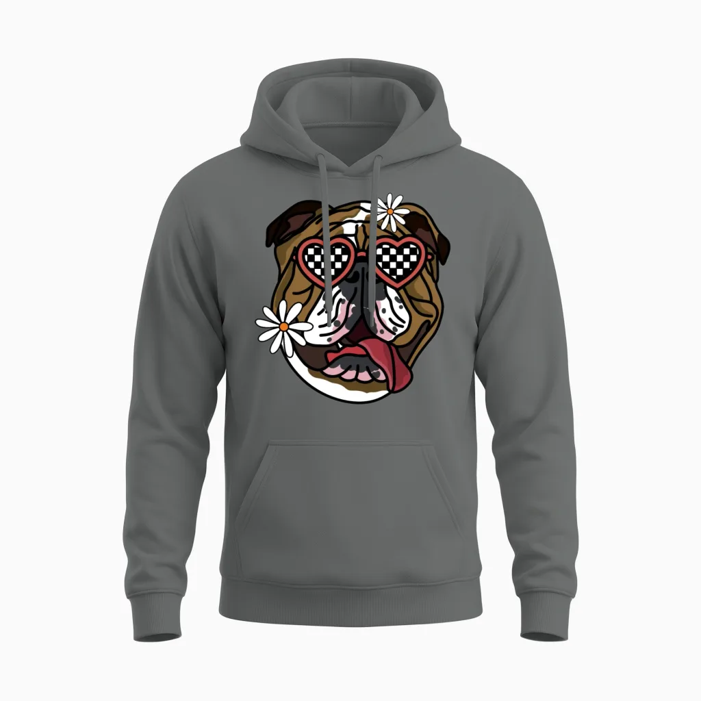 Bulldog Retro Dog - Lovers Unisex Hoodie - Graphite Heather