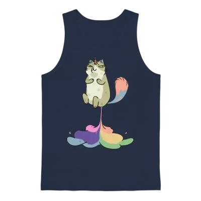 Funny Unicorn Cat Unisex Tank Top - Navy