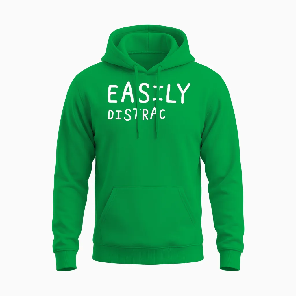 Slightly Distracted Funny Adhd Awareness Adhd Easily Distract T-Shirt, Black Unisex Hoodie in Irish Green