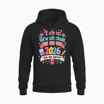 Tschüss Grundschule 2026 Hallo 5. Klasse Abgänger Absolvent Unisex Hoodie - Black