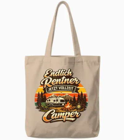 Endlich Rentner Jetzt Vollzeit Camper Camping Wohnwagen Tote Bags - Natural