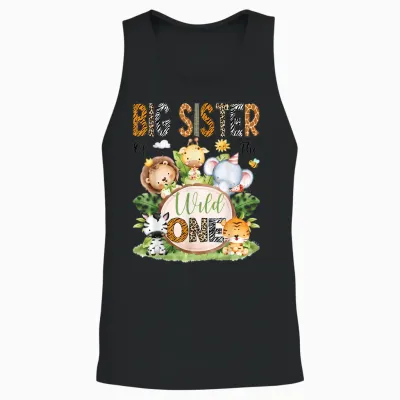 Big Sister of the Wild One Safari Dschungel 1. Geburtstag Kinder Unisex Tank Top - Black