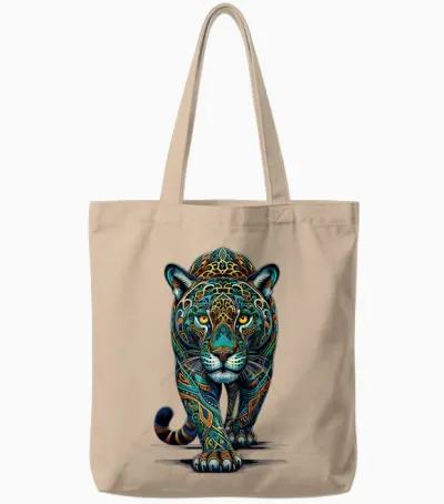 Mandala Art Jaguar Jaguars Zoo Tote Bags - Natural