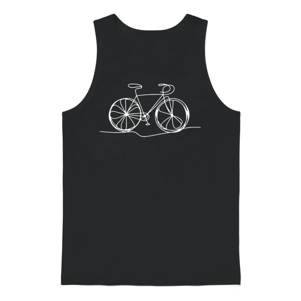 Bicycle Bike Cycle - One Line Art - Cyclist Biking Unisex Tank Top - Black