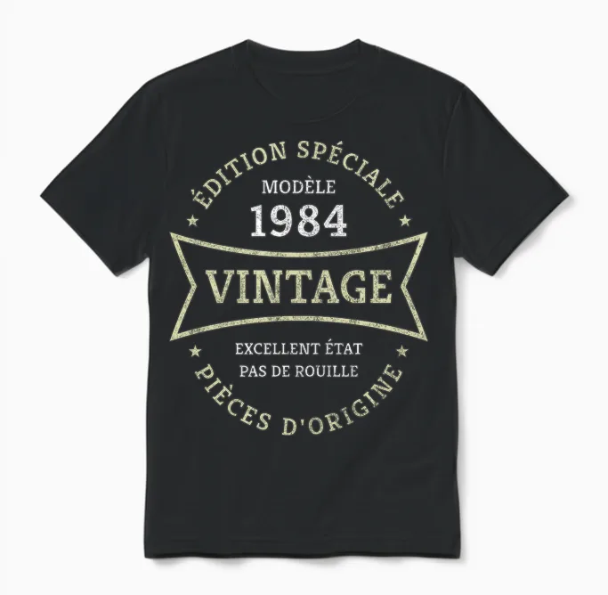 Vintage 40e Anniversaire Nรฉ En 1984 Vintage 40 Ans Cadeau T-Shirt Haut De Gamme Unisex T-Shirt in Black
