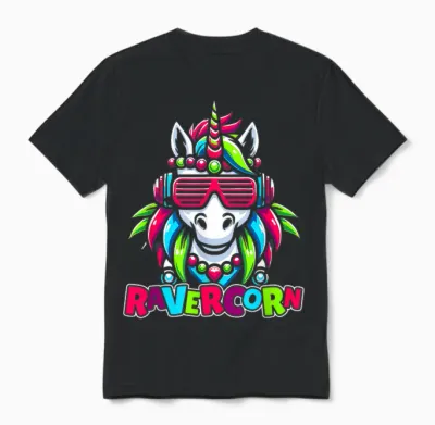 Techno Unicorn Music - Party Rave Nightclub Dj Techno Unisex T-Shirt - Black