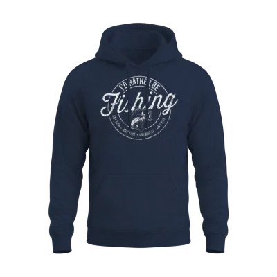 I'd Rather Be Fishing Retro Distressed Sports Gift Unisex Hoodie - Navy