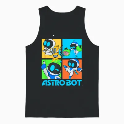Astro Bot Rescue Mission Fighting Pose Video Game Unisex Tank Top - Black