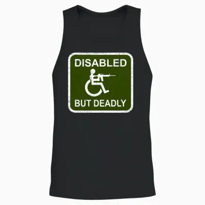 Disabled but Deadly Funny Military Graphic Unisex Tank Top - Black